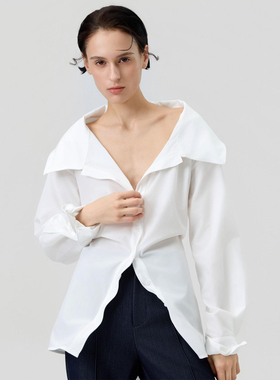 白色四季气质时尚鱼骨百搭爆款衬衣