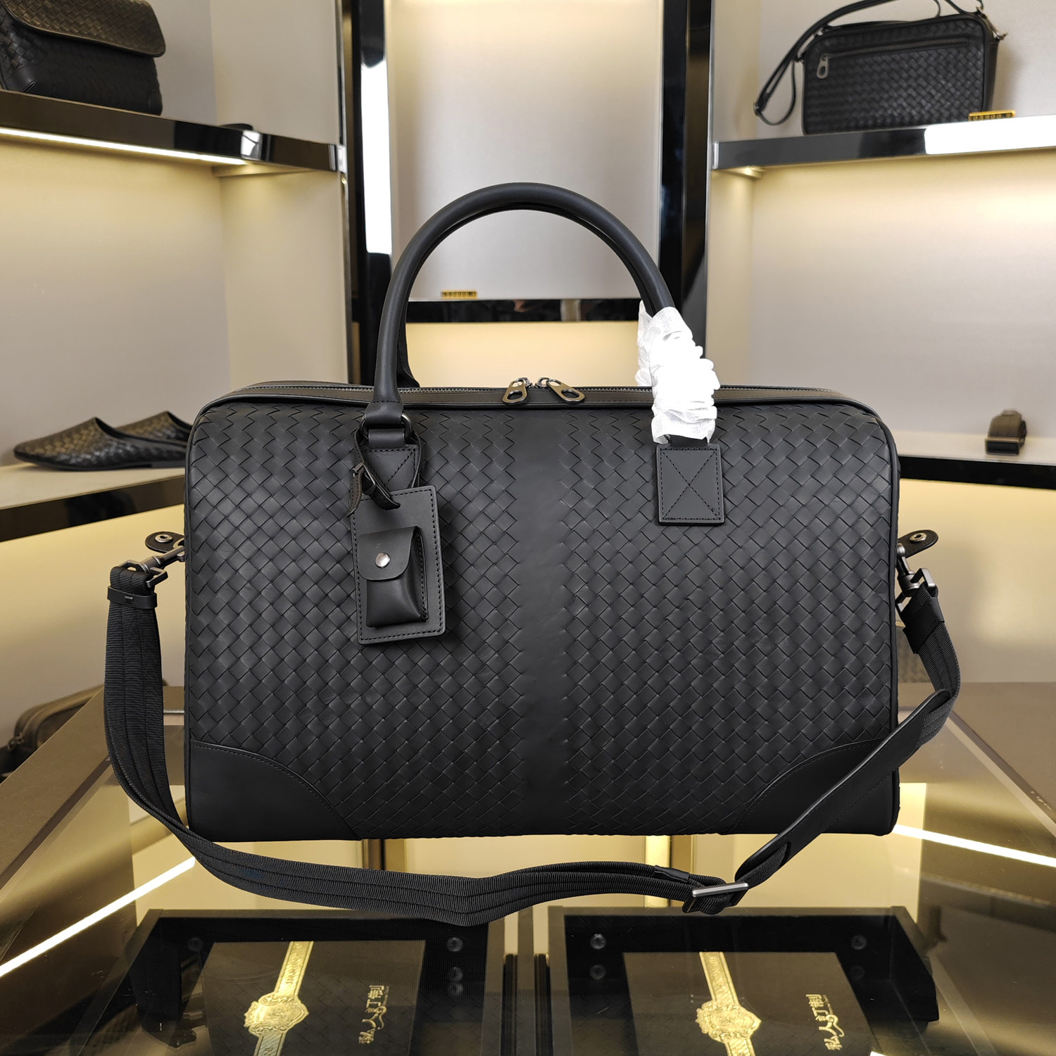 手提包男款 真皮出差旅行包 男士大容量休闲男包编织特大号行李包