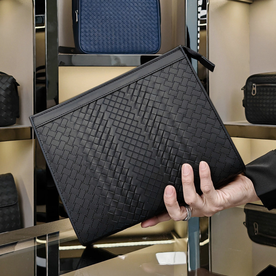 手提包手拿真皮编织手包大容量男包新款女士手抓包商务休闲潮夹包