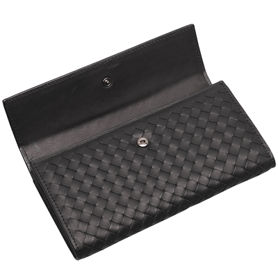 男士休闲真皮编织长款钱夹