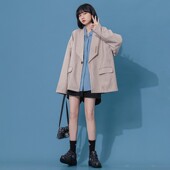 女韩版 soinku初秋穿搭设计感小众休闲条纹西装 外套秋季 宽松小西服
