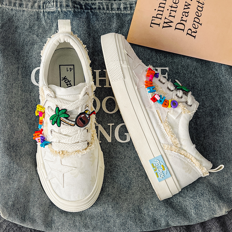 新款变色夏威夷星星帆布鞋男女潮鞋厚底增高小白鞋情侣滑板鞋