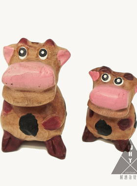 实木东南亚风工艺品摆件小奶牛