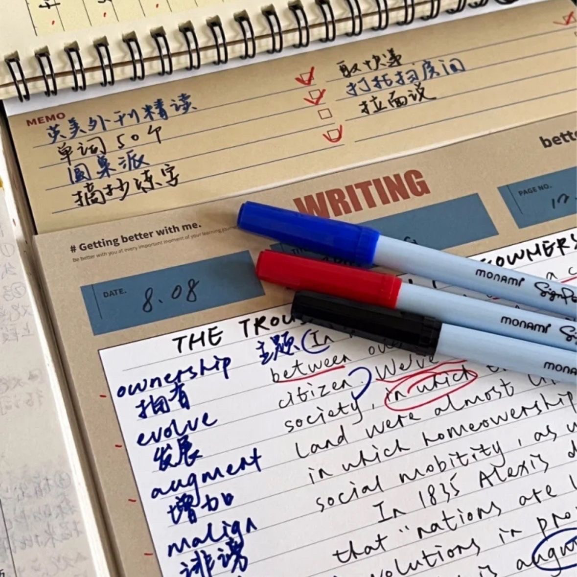 慕那美水性记号笔1.0学生重点标记笔红色批改粗笔写标题勾线笔黑