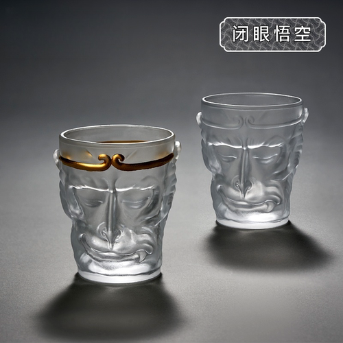 磨砂玻璃悟空茶杯 手工110ml主人杯功夫茶具喝茶杯子高档男士单杯
