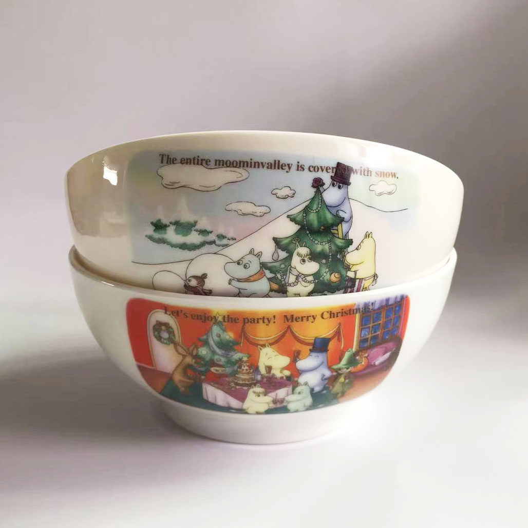冬季姆明圣诞MOOMIN卡通陶瓷碗骨瓷碗汤碗圆碗拌拉面碗大碗斗碗盘