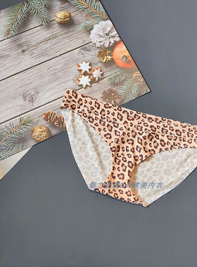 三135-150斤中东RED棕黄色豹纹哑光徕卡舒适低腰女窄边包臀三角裤