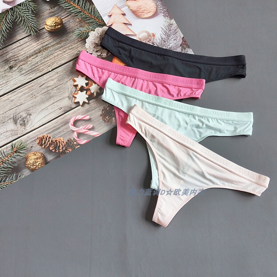 微瑕疵80-145斤 美国STEV橡筋超薄冰丝柔软T裤性感中低腰女丁字裤