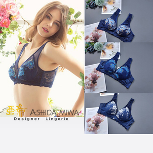 文胸 75B80ACD85ABD90C95D韩国AKI刺绣软棉无钢圈美背薄款 两件 包邮