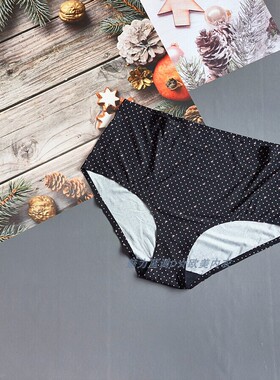 三95-130斤 美国NAU黑色点超薄巨软冰丝内裤高腰女无痕包臀三角裤