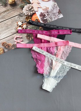 三110-160斤美国JC透明性感镂空蕾丝低腰女T裤细带丁字裤Gstrings