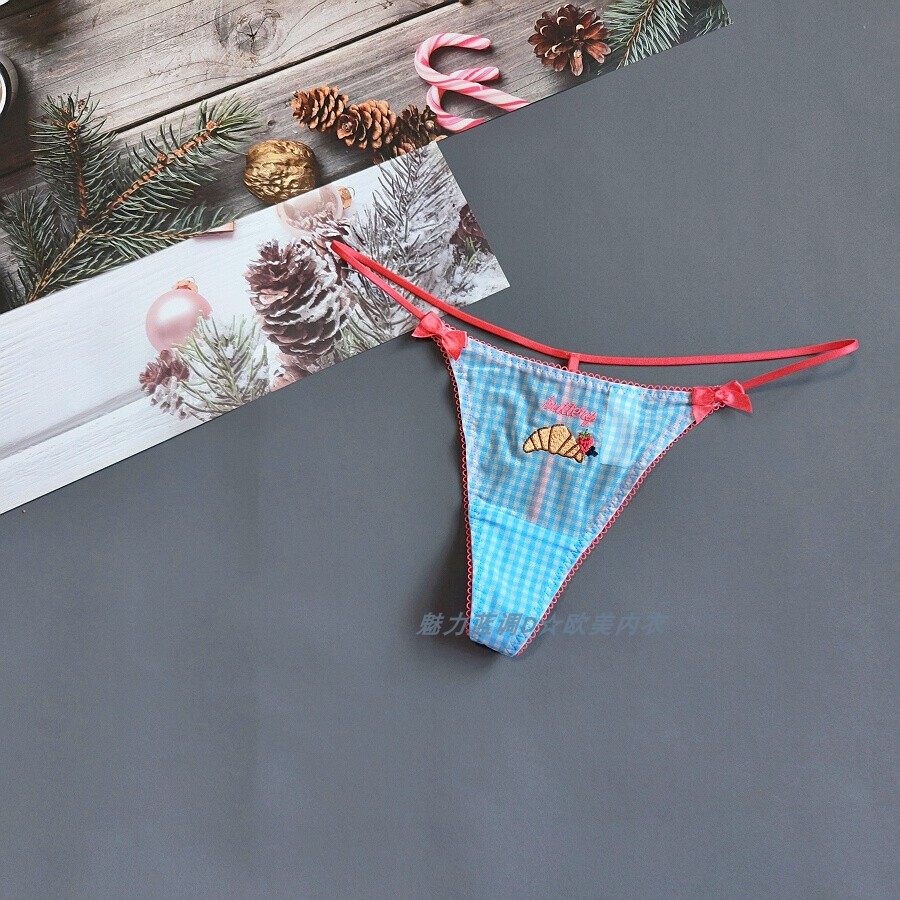 三85-150斤 澳洲BN浅蓝格子透明网纱刺绣T裤性感低腰女细带丁字裤,女士内衣/男士内衣/家居服,女丁字裤,淘宝优惠券,粉丝福利购,淘宝优惠卷