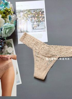三120-150斤美MDF外贸深肤色高弹蕾丝性感低腰女丁字裤T裤T-BACK