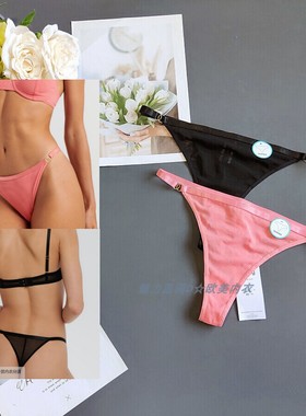 三80-150斤波兰SIN黑色个性透明网纱性感T裤女中腰细带半臀丁字裤