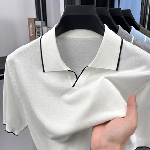 依立腾男士 简约百搭舒适翻领撞色针织T恤亲肤透气 POLO衫