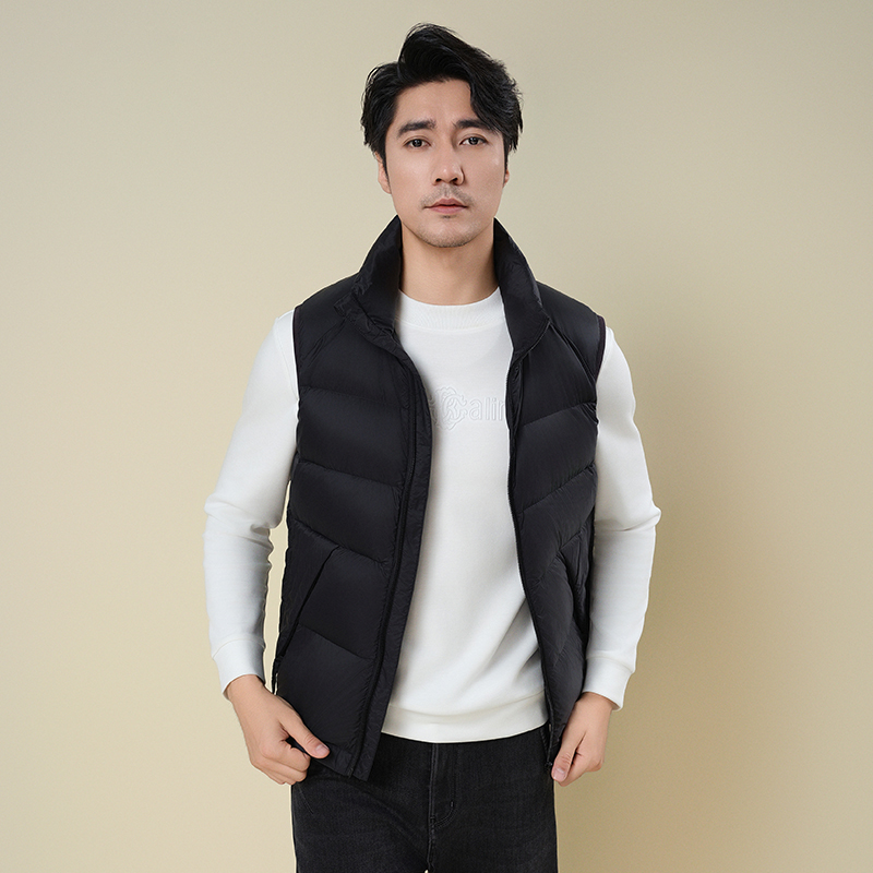 秋冬季男士加绒保暖背心羽绒马甲外穿马夹
