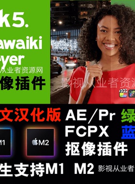 Ae Pr FCPX抠像插件中文汉化Hawaiki Keyer 5蓝绿屏扣图支持M1