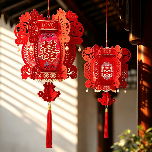 结婚高端红灯笼一对大门口装饰