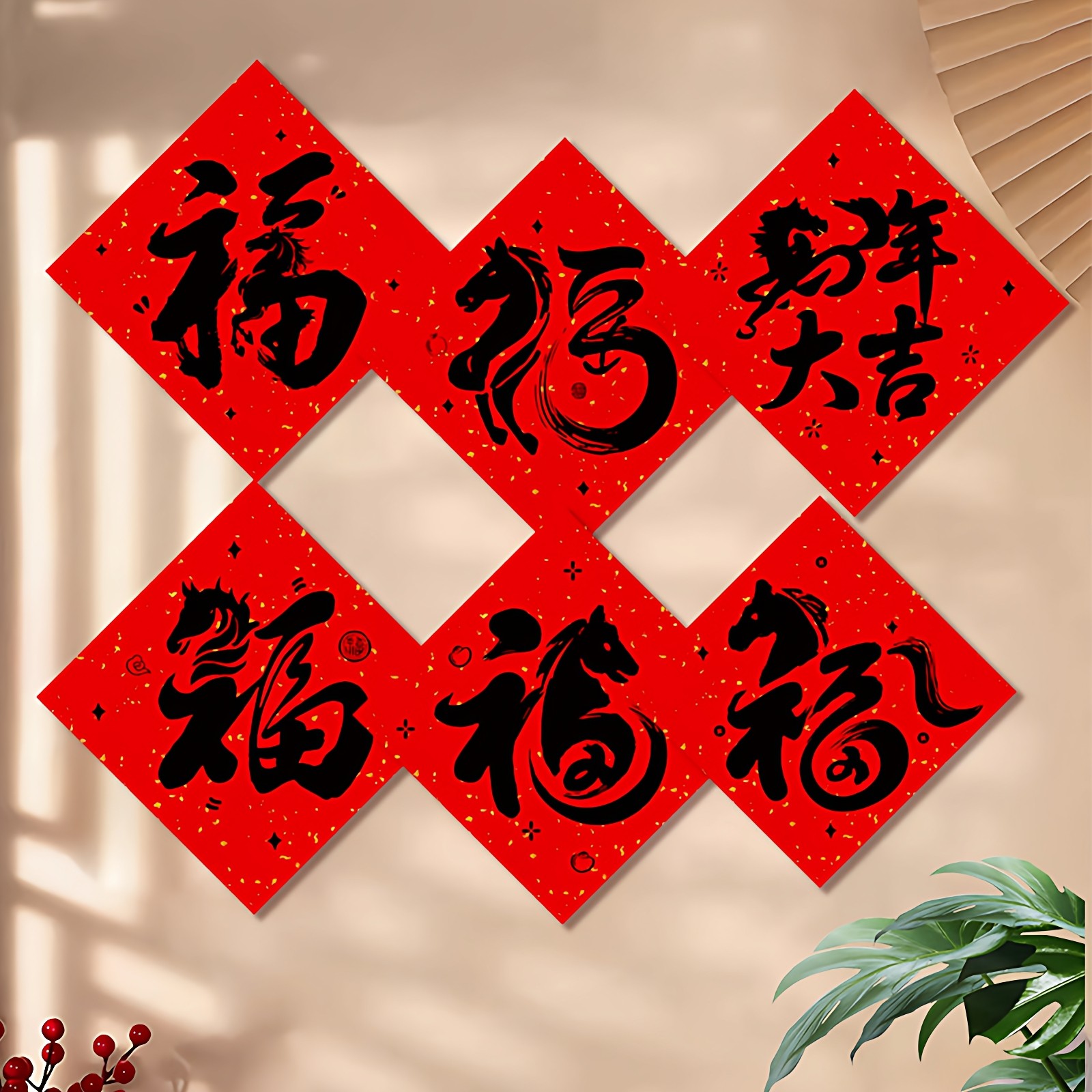 2026马年春节红纸宣纸描红斗方新年装饰手写春联大福字门贴小红书,节庆用品/礼品,福字/窗花/窗贴,淘宝优惠券,粉丝福利购,淘宝优惠卷