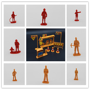 模型制作手diy工材料玩具工人消防员模型加油站模型