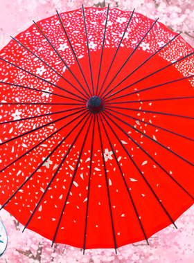 红色樱花伞小桐油伞油纸伞古典江南防雨晒实用道具装饰伞古典手工