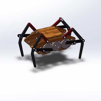 52.一个电机控制到爬行蜘蛛solidworks2020模型带约束和运动仿真