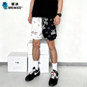 男潮撞色跑步训练速干篮球健身裤 BKCXZICE美式 复古腰果花运动短裤
