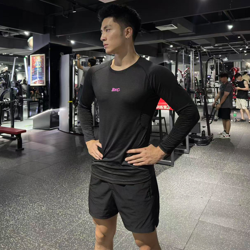 BKCXZICE美式球员版gi面料篮球训练紧身衣长袖秋冬运动健身衣速干