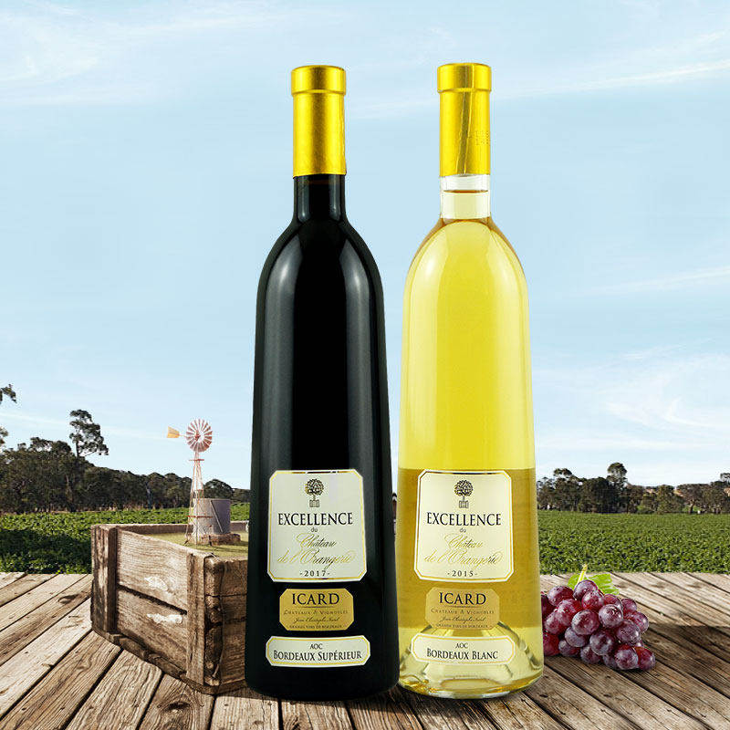 法国波尔多伊卡优选级花香AOC干红白2瓶装葡萄酒红酒原装进口红酒