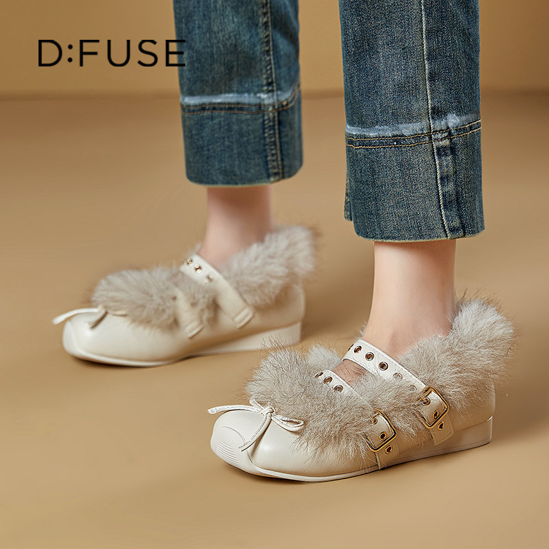 Dfuse迪芙斯新款厚底潮流毛毛加绒玛丽珍鞋女法式小香风浅口单鞋,女鞋,玛丽珍鞋,淘宝优惠券,粉丝福利购,淘宝优惠卷
