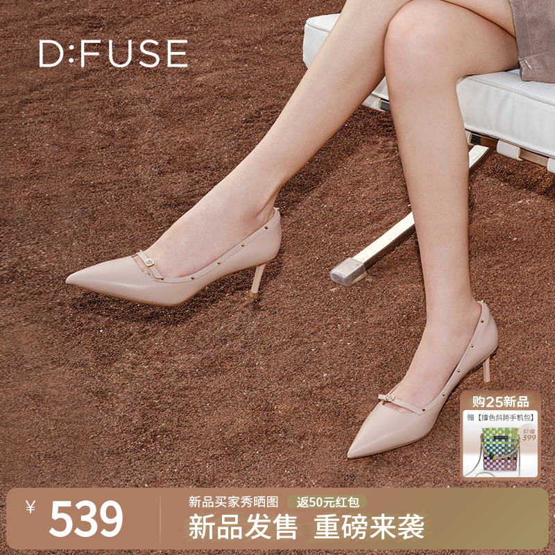 Dfuse迪芙斯荆棘玫瑰铆钉高跟鞋