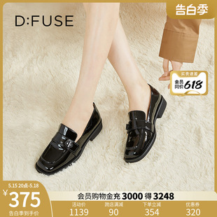 单鞋 DFuse迪芙斯秋季 漆皮方头英伦乐福鞋 DF31112030 款 女鞋