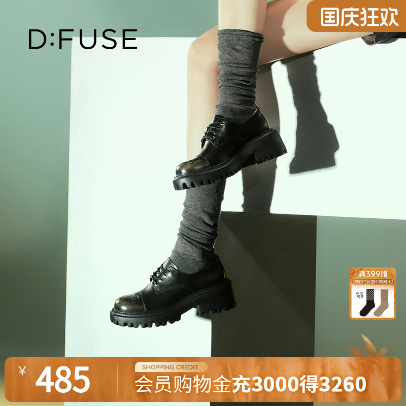 立体印花轻便厚底德比鞋