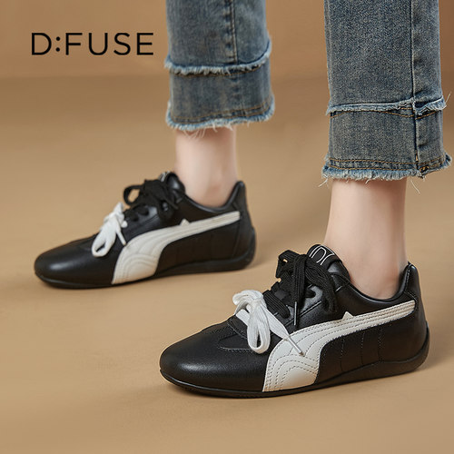 迪芙斯春季复古双鞋带德训鞋女