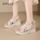 凉鞋 Dfuse迪芙斯夏季 女 面坡跟凉鞋 厚底潮流一字扣时装 新款 牛皮鞋