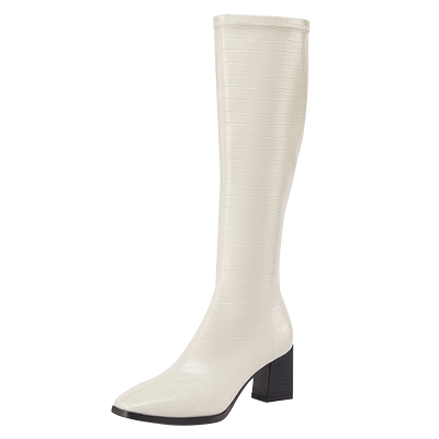 新款弹力及膝高靴瘦瘦靴高跟长靴