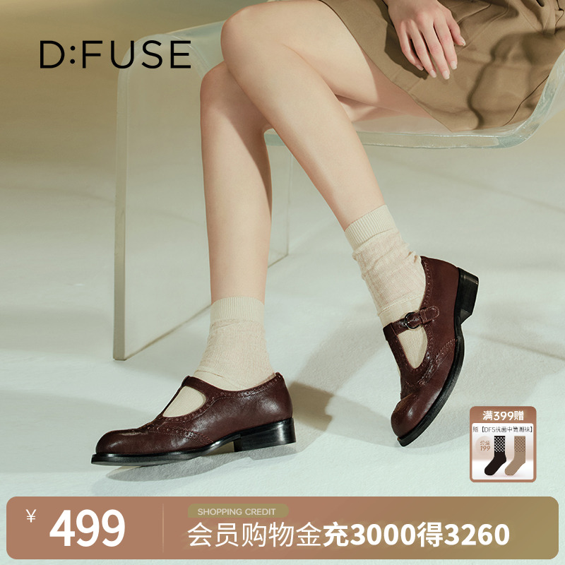 英伦风布洛克雕花玛丽珍鞋