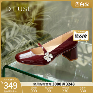 女DF33111232 高跟鞋 漆面水钻复古玛丽珍单鞋 DFuse秋季