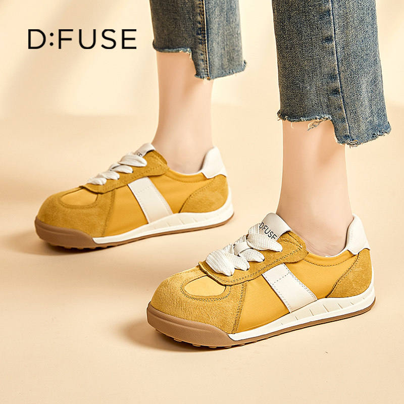 D:Fuse迪芙斯2026春季新款芭蕾德训鞋女休闲鞋平底小白鞋百搭板鞋