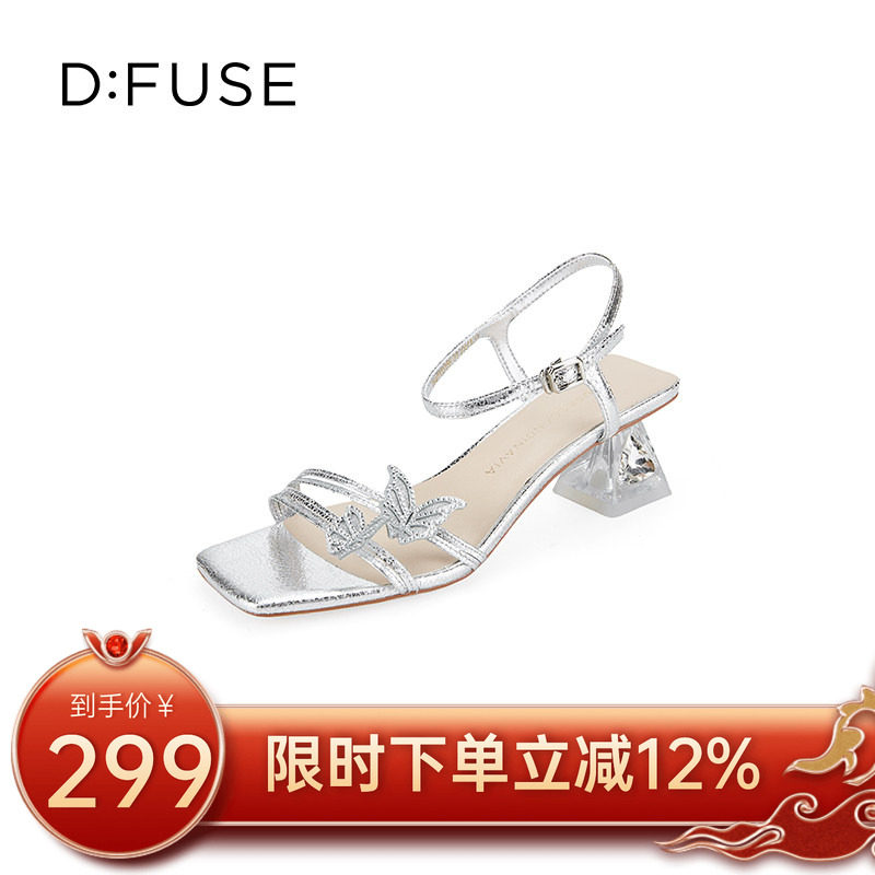 迪芙斯透明粗跟dfuse凉鞋