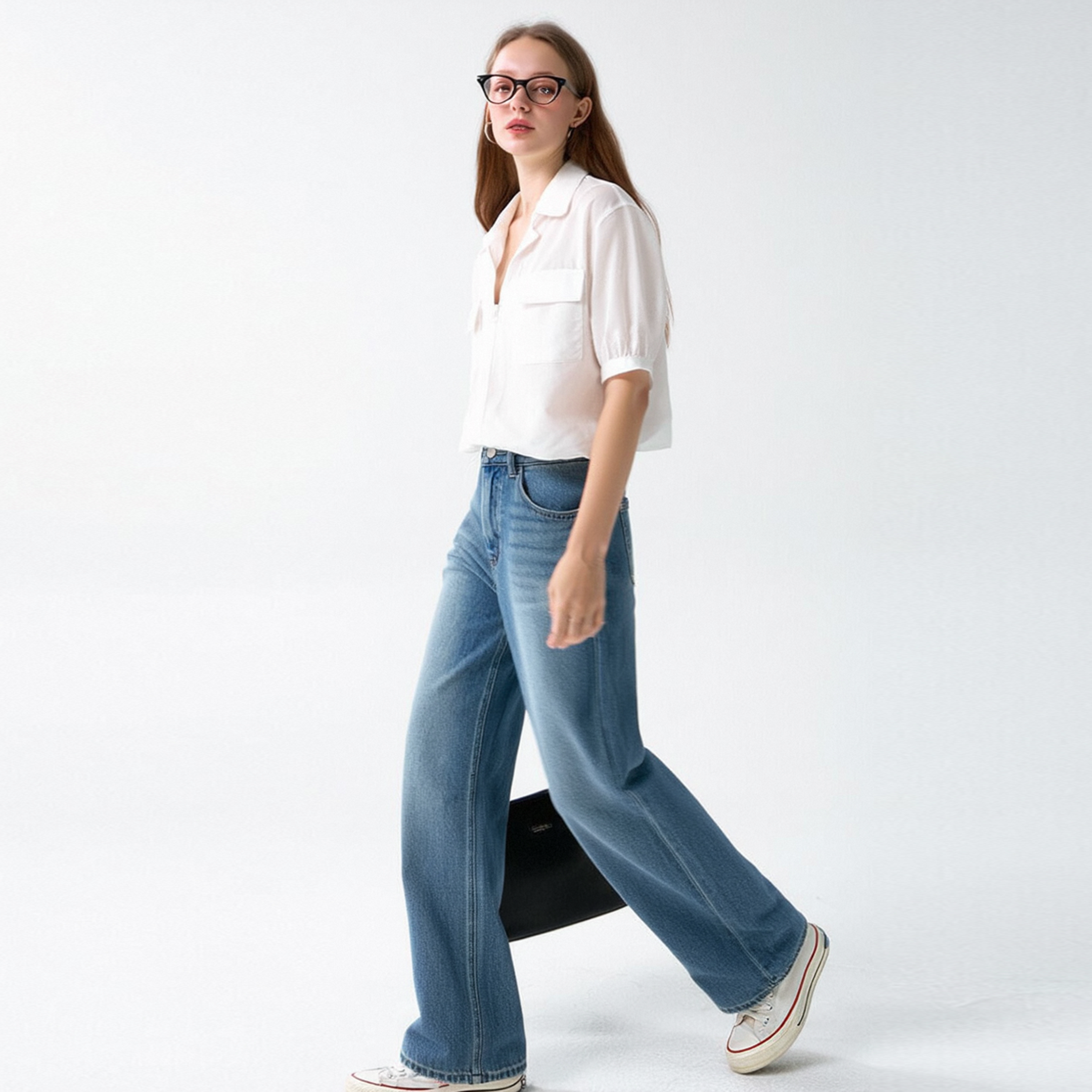 polo领五分袖衬衫女士夏短袖衬衣