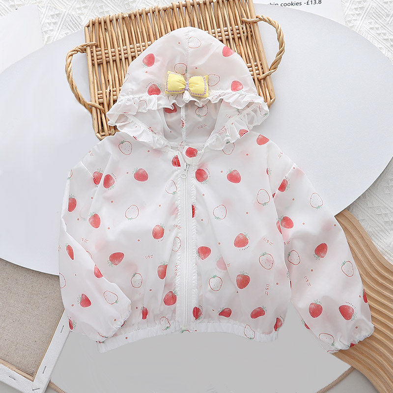 및 아동용 자외선 차단 의류 세련되고 얇고 통기성이 있으며 자외선 차단 자외선 차단 의류 여아용 피부 의류 에어컨 의류 재킷