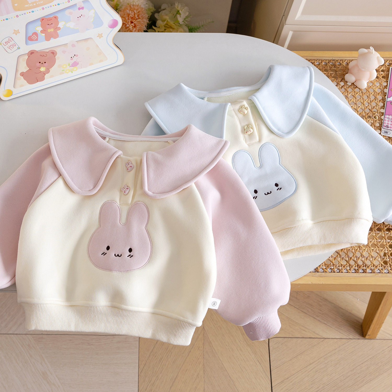 女童卫衣秋冬新款宝宝加绒上衣婴儿童套头衫公主衣服冬装打底衫