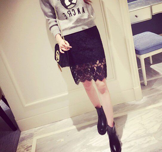 2018春夏新款女装半身裙蕾丝短裙高腰弹力一步裙包臀裙韩版裙子