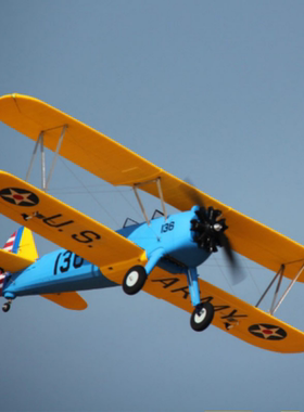 Dynam 迪乐美PT17 翼展1.3m像真机电动遥控固定翼 双翼航模飞机4S