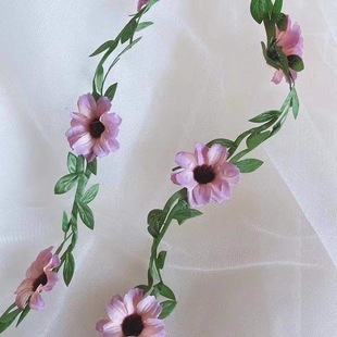 五一春日编发头饰藤蔓白色雏菊花朵发带绿叶藤条发饰花仙子头饰品