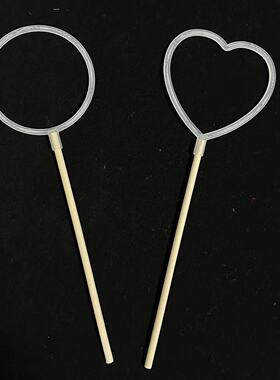爱心带杆圆圈白色线径DIY20cm杆