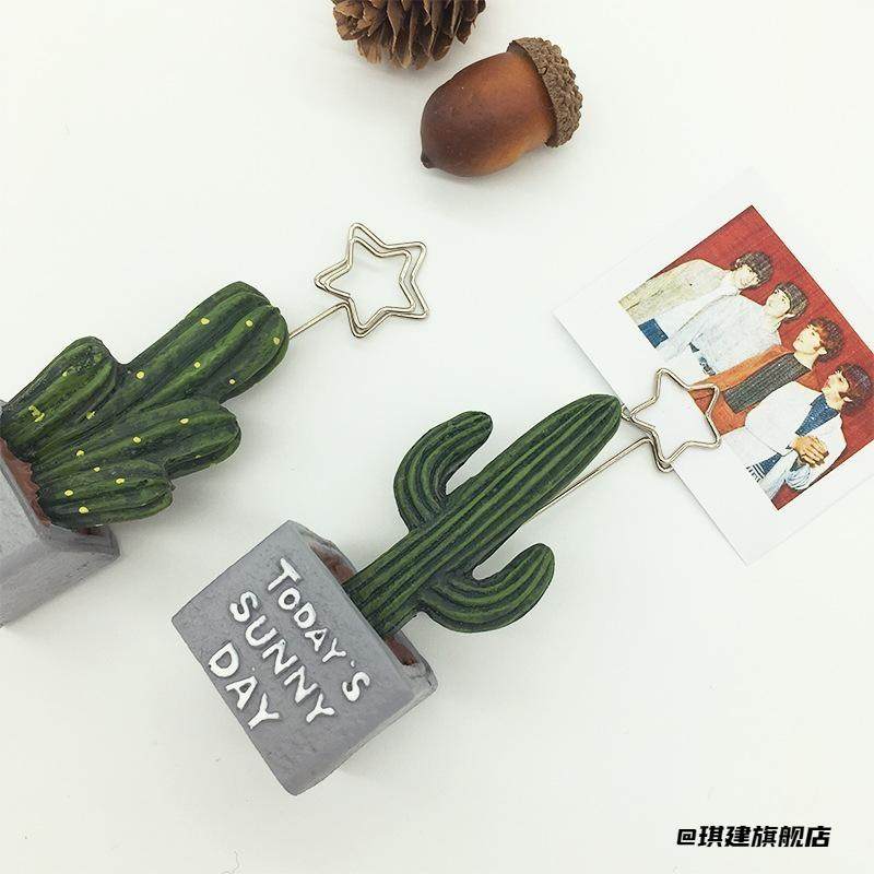 仙人掌支架绿植留言夹创意办公照片夹标签小夹子复古个性名片摆件,收纳整理,夹子/收纳夹子,淘宝优惠券,粉丝福利购,淘宝优惠卷