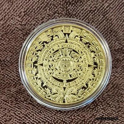 玛雅纪念币金字塔日晷镀金银