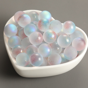 玻璃珠玻璃无孔洒金幻彩琉璃珠渐变色无孔材料幻彩手工幻彩古风